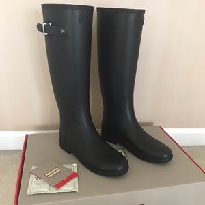 Hunter original black refined slim fit boots